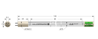 Лампа ультрафиолетовая P-154oz (GPH 135 T5L VH)